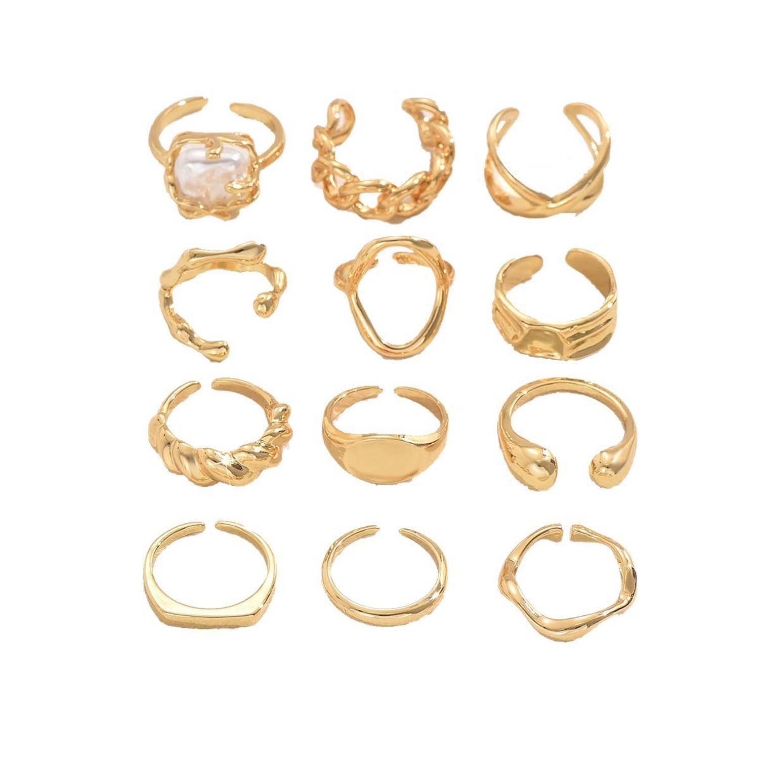 trends for living Ring-Set 12er offenes Ring-Set Einfach Damen mit einzigartigem Design (12-tlg)