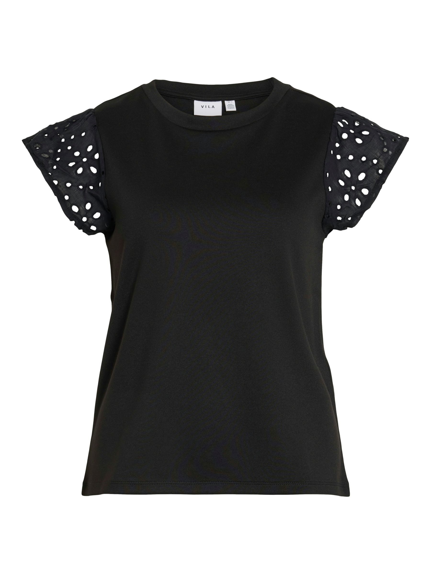 Vila T-Shirt Elegantes Design mit Lochmuster günstig online kaufen