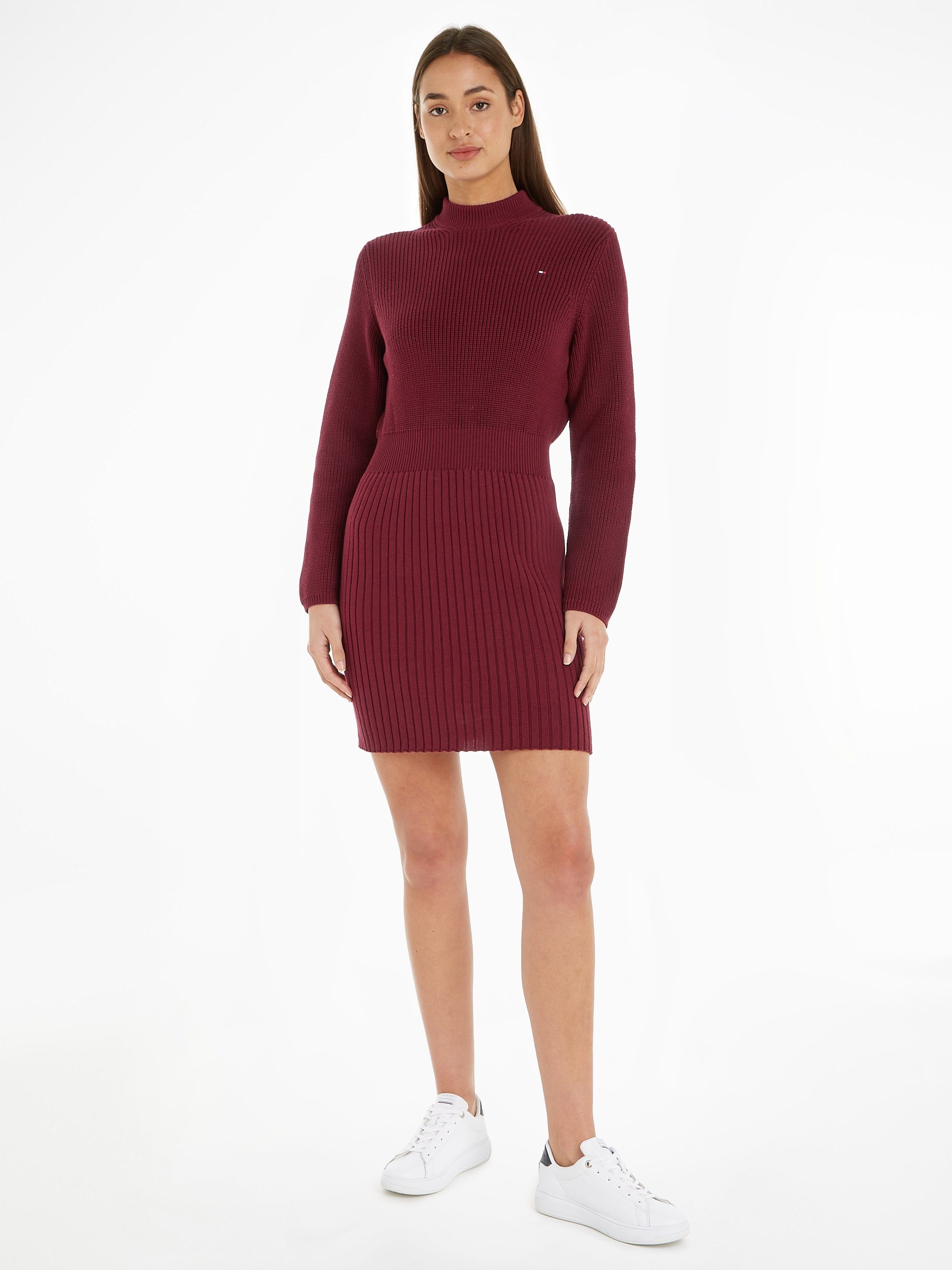 Tommy Hilfiger Strickkleid CO CARDI STITCH SWT DRESS mit Logostickerei