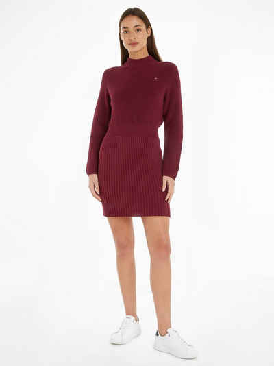 Tommy Hilfiger Strickkleid CO CARDI STITCH SWT DRESS mit Logostickerei