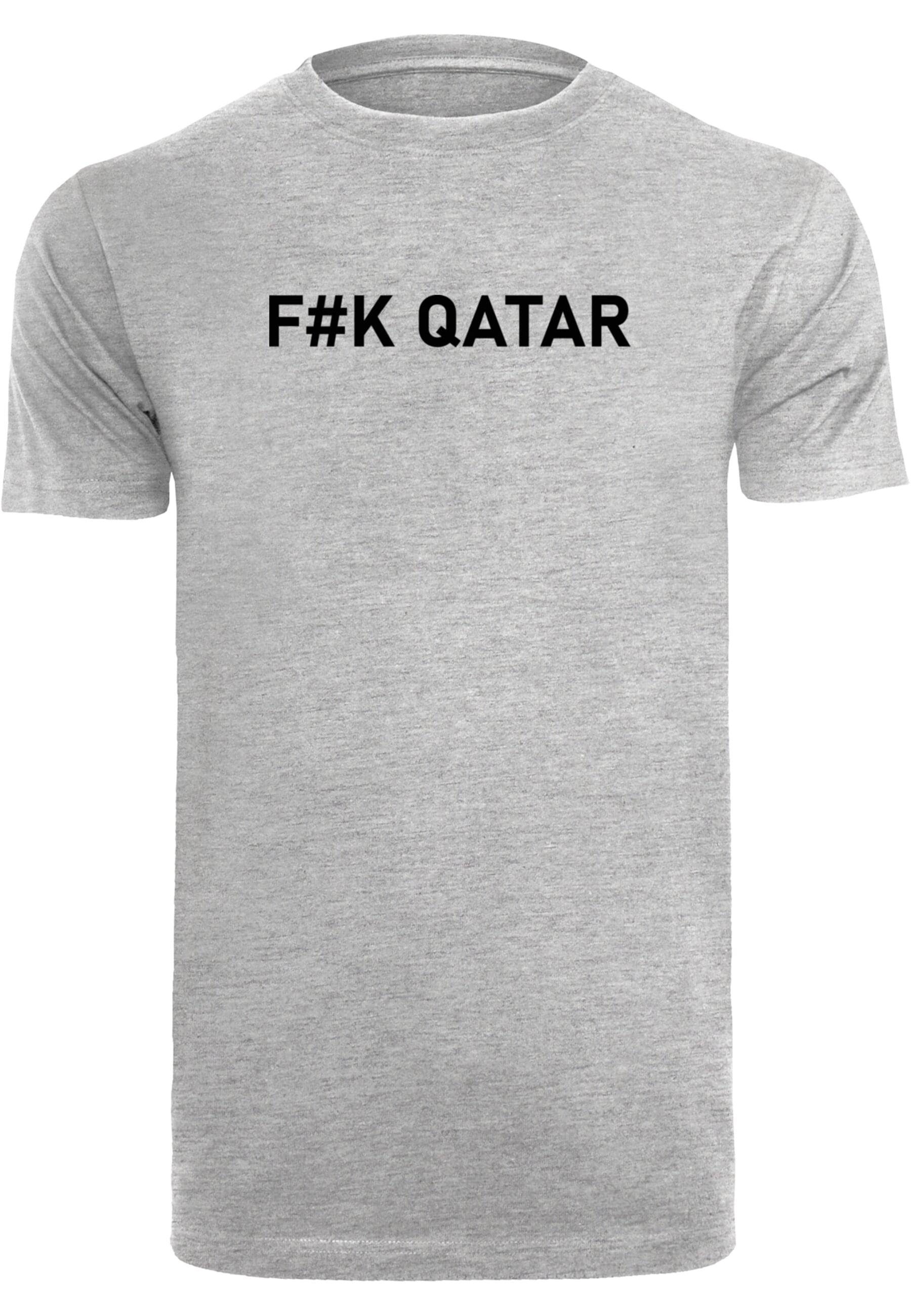 Qatar Neck (1-tlg) Herren Round F#K T-Shirt T-Shirt Merchcode heathergrey
