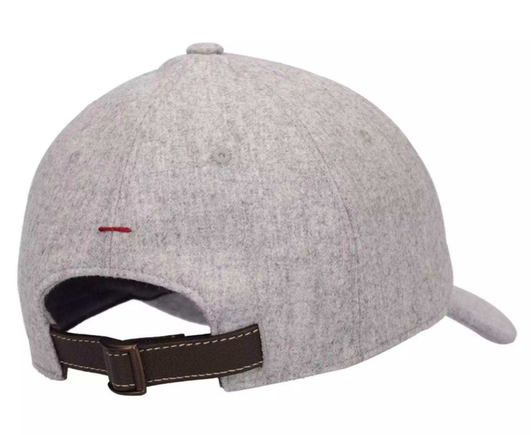 BRUNELLO CUCINELLI Baseball Cap Baseballkappe aus Schurwolle und Leder verstellbarer Lederriemen, Rotes Logo-Stickerei