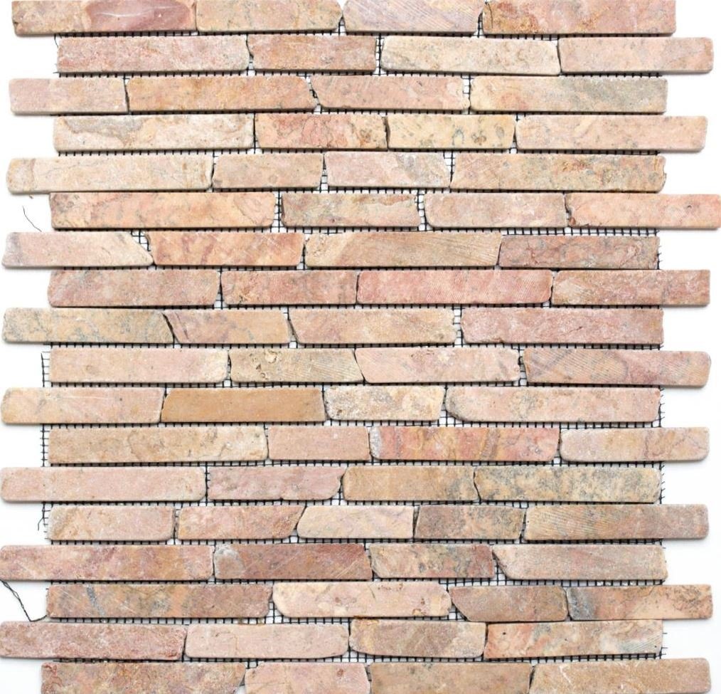 Bodenfliese Brick Naturstein Marmor Verbund rot Mosani Mosaik Wandfliese Rossoverona