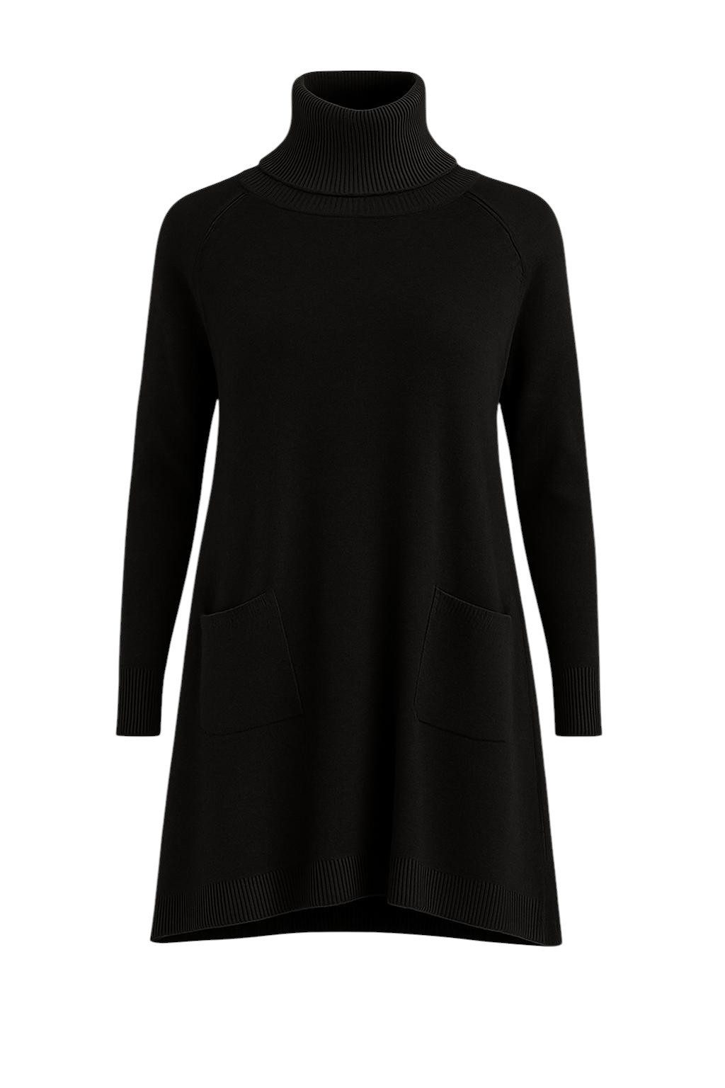 Mississhop Strickkleid Damen Strickkleid A-Linien Kleid mit Rollkragen und mit Taschen M.428