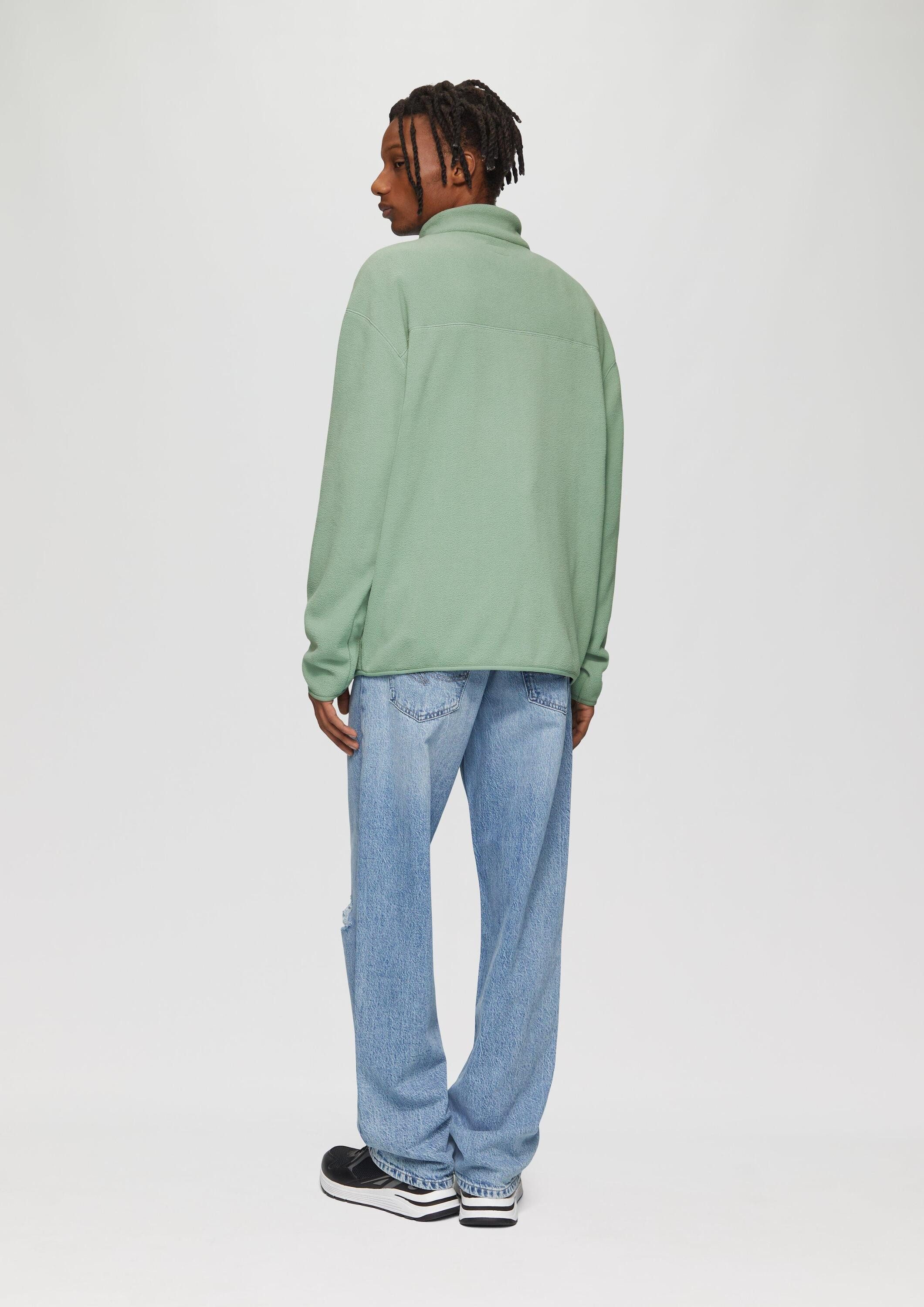 QS Sweatjacke Sweatshirt Jacke Fleecejacke mit Stehkragen