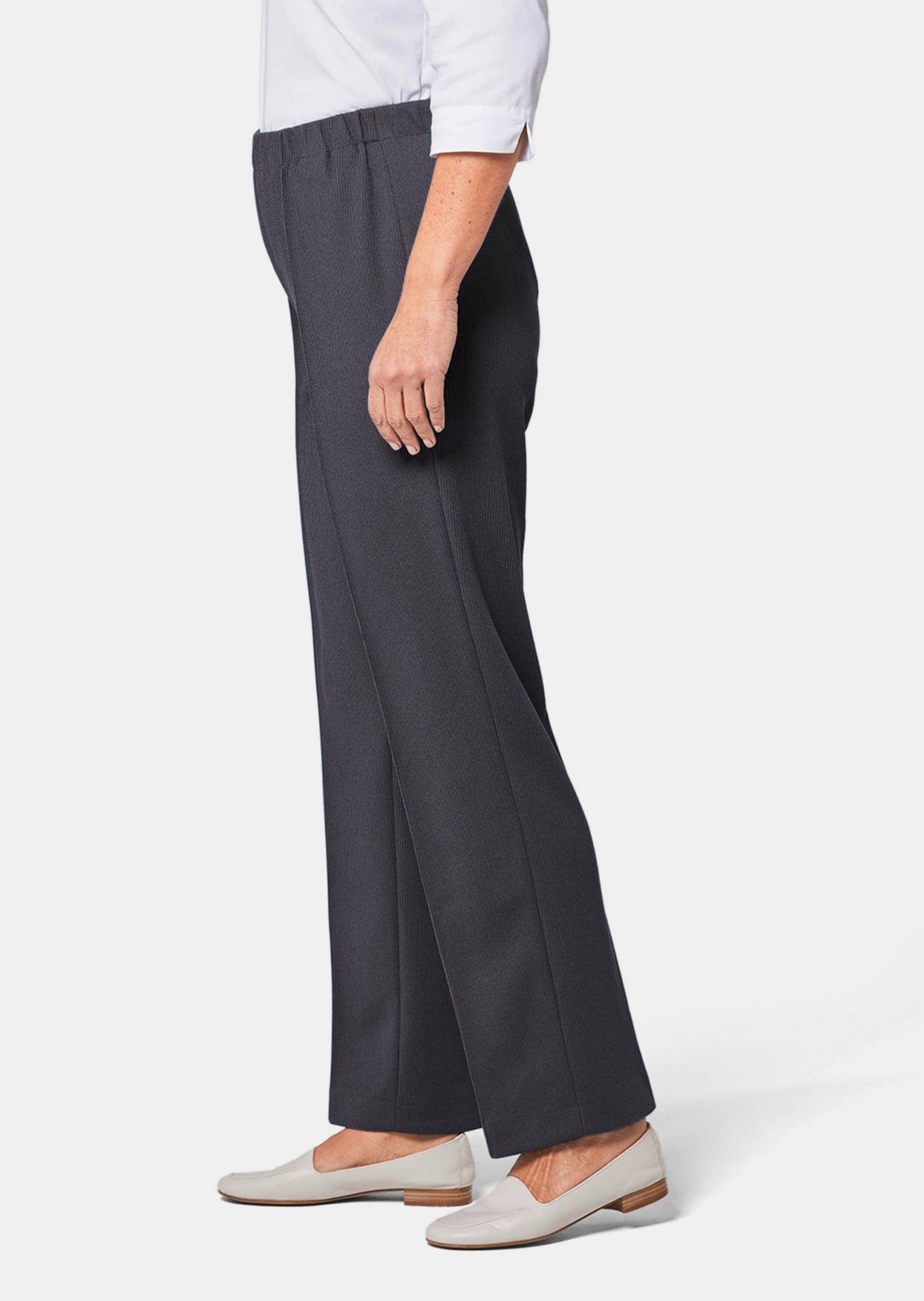 GOLDNER Schlupfhose Rippenhose mit Biesen Bequeme Stretchhose mit Schlupfbund und Knöchellänge