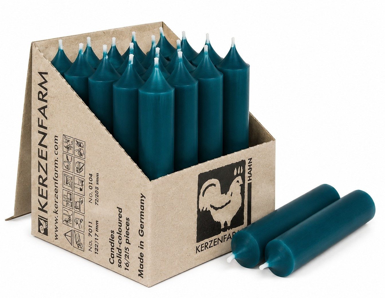 Hahn Kerzenfarm Spitzkerze Stabkerzen kurz 25 Stück, 10 cm, Ø 2,2 cm, Made in Germany