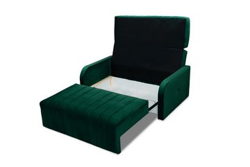 MOEBLO Kindersofa aus Samt MONTANA 120, Schlafsessel Sofa Sessel Jugendsofa Schlafsofa 2-Sitzer Gästebett mit Schlaffunktion, mit Bettkasten, mit Relaxfunktion, - (BxHxT):141x104x90cm