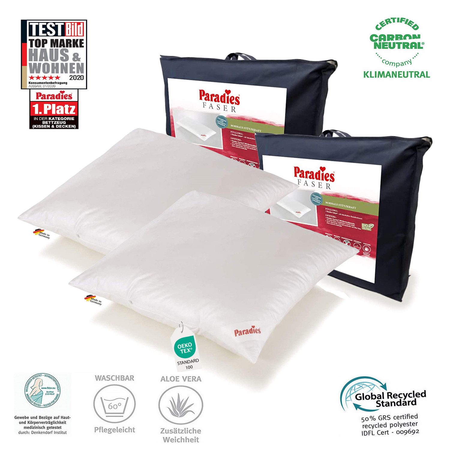 Paradies Kunstfaserkopfkissen 2 Stück Paradies Softy extra Kopfkissen Kisse günstig online kaufen