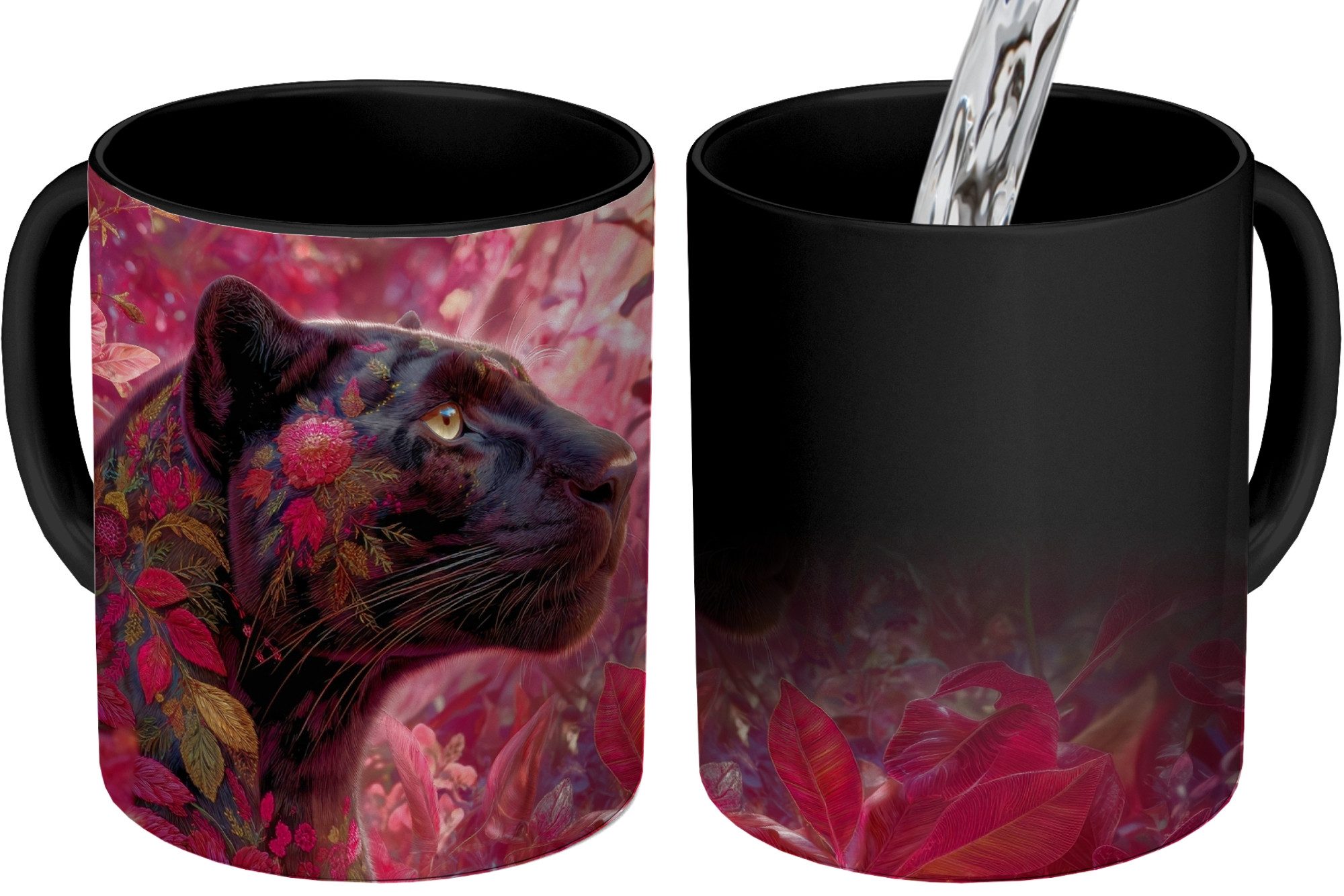 Tasse Leopard - Blumen - Rosa