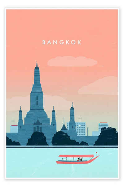 Posterlounge Poster Katinka Reinke, Bangkok Illustration, Badezimmer Modern Grafikdesign