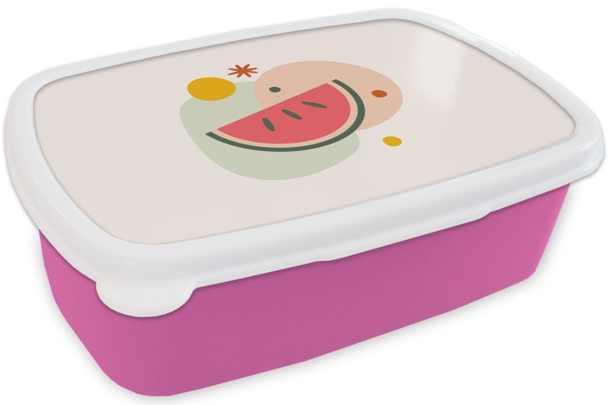 Pastell, Mädchen, Obst Brotdose Kinder, für Lunchbox - Erwachsene, Kunststoff, Kunststoff Brotbox Wassermelone - MuchoWow Snackbox, (2-tlg), rosa