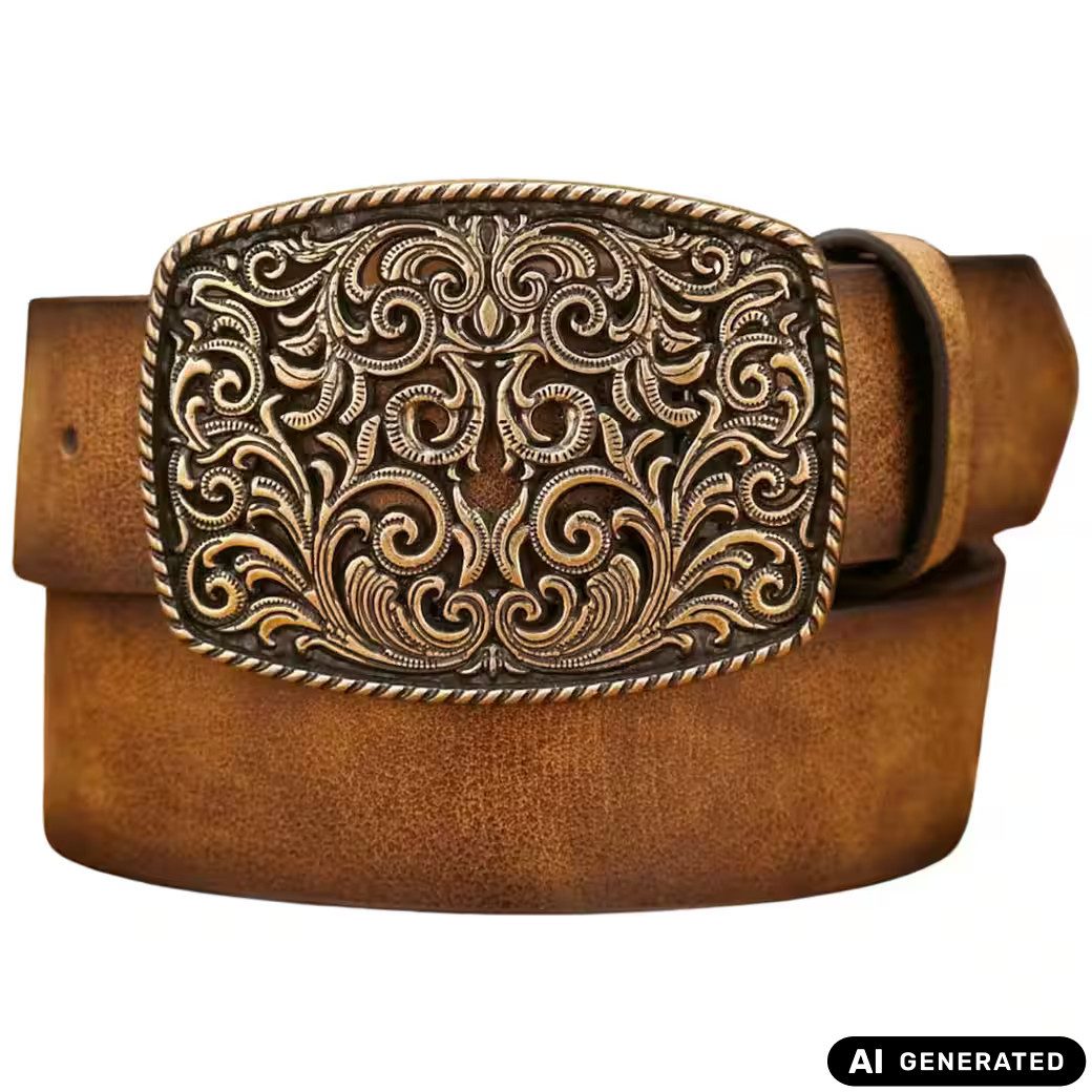 Koppelgürtel Western-Gürtel mit Ornament-Schnalle in Lederoptik Wild West
