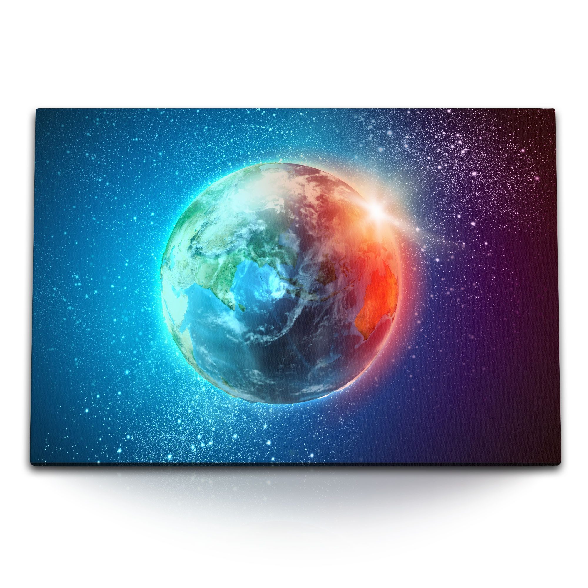Leinwandbild 120x80cm Wandbild auf Leinwand Planet Erde Weltall Sterne blauer Plane