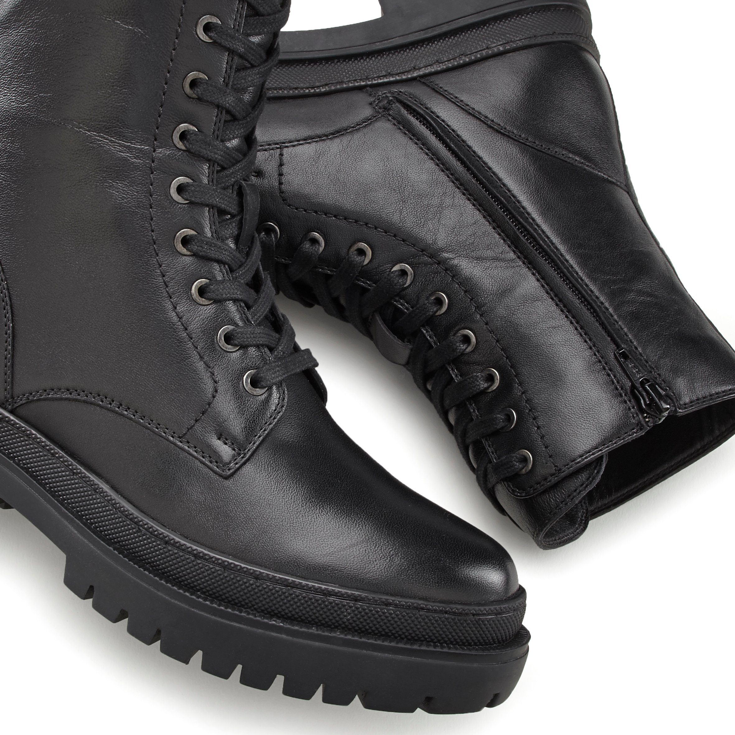 Profilsohle modischer weiches Leder Boots, Stiefelette mit Ankle Schnürstiefel, Elbsand