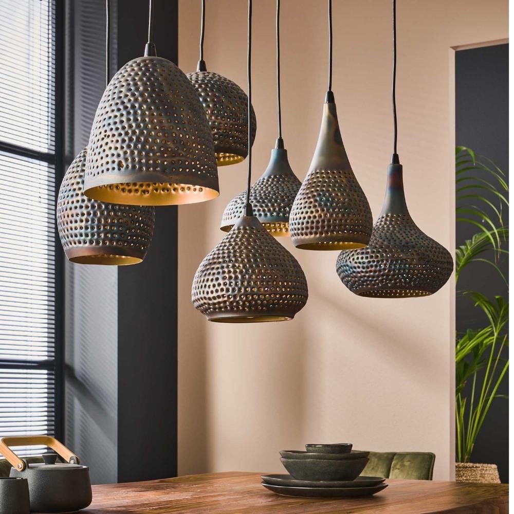 famlights Pendelleuchte famlights, Pendelleuchte Janko in Braun-antik und Bronze E27
