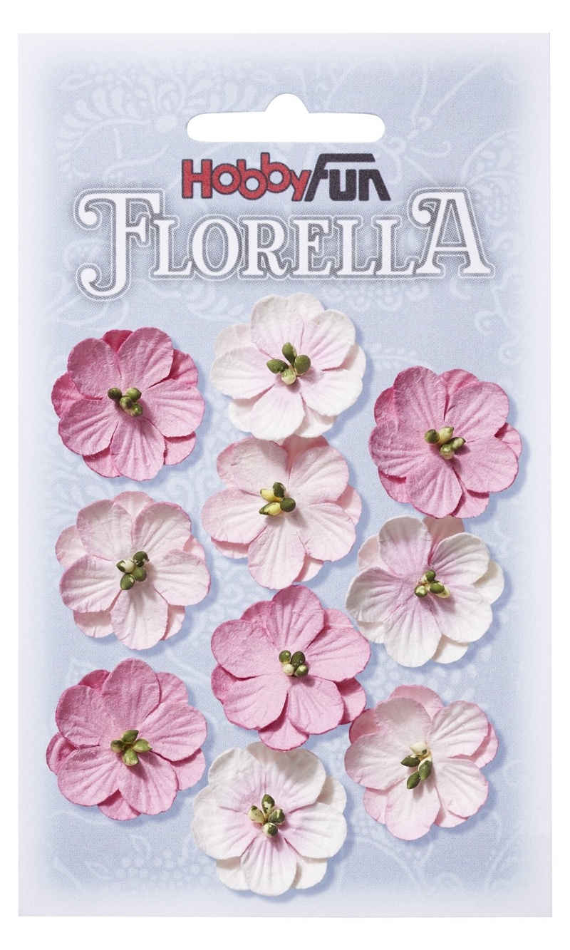 HobbyFun Dekofigur FLORELLA-Blüten aus Maulbeer-Papier, 2,5 cm, rose