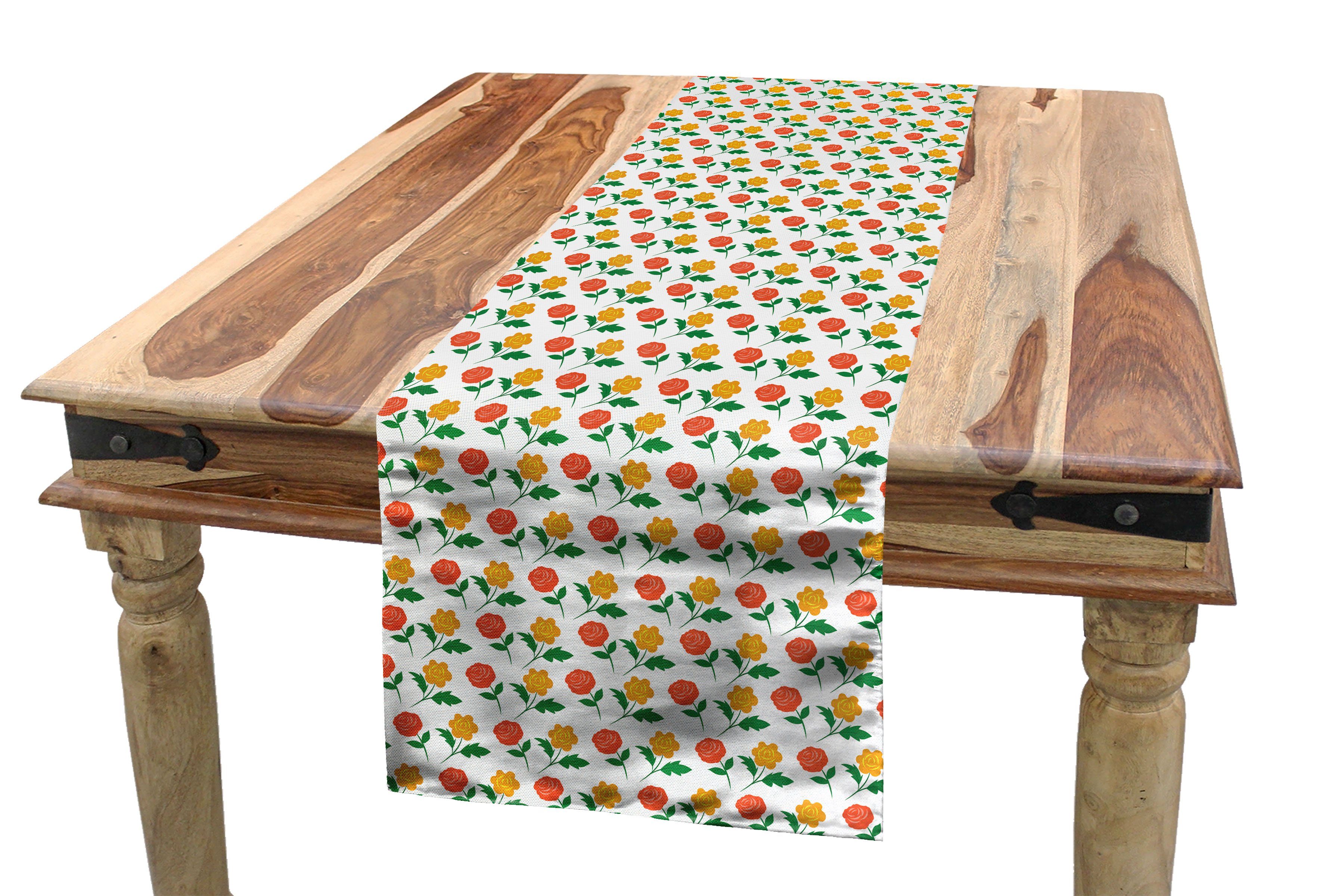 Abakuhaus Tischläufer Esszimmer Küche Rechteckiger Dekorativer Tischläufer, Blumen Spring Garden Symmetrie Roses | Tischläufer