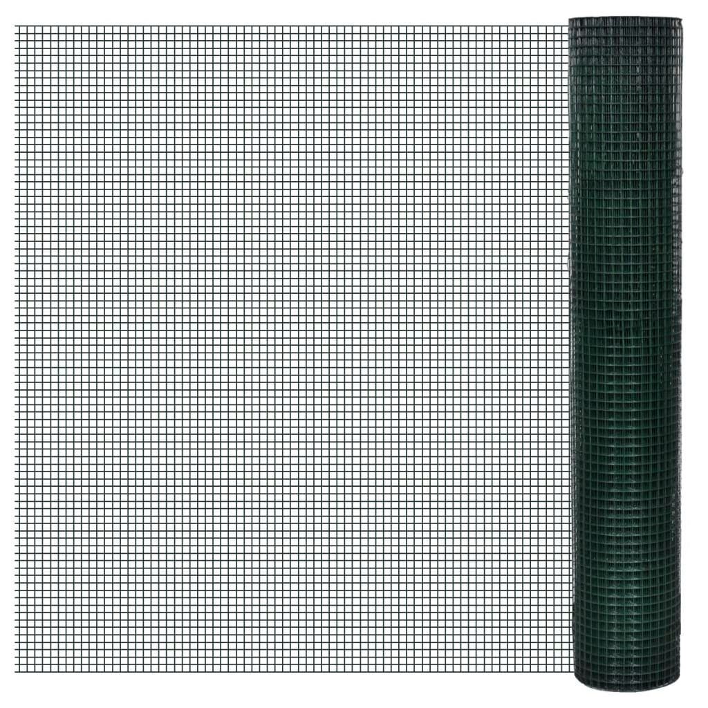 vidaXL Gartenzaun Drahtzaun für Hühner Verzinkt mit PVC-Beschichtung 10x1 m Grün, (1-St)