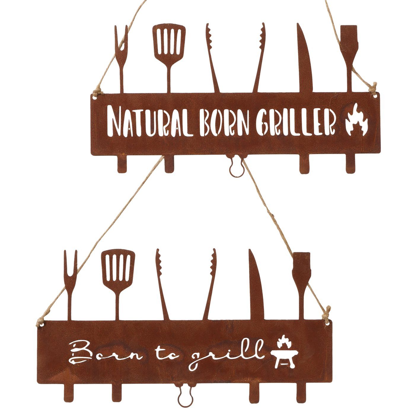 BOLTZE Hängedekoration Aufhänger aus Metall "Natural Born griller & Born to grill" SET von Bo