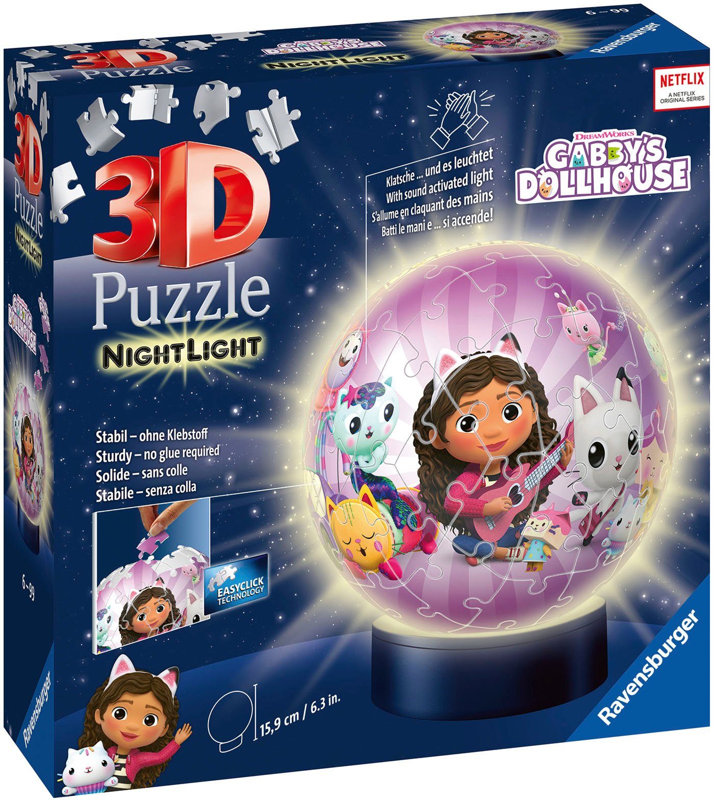 Puzzleteile, Dollhouse, Gabby's Ravensburger in 72 Puzzleball Nachtlicht Europe Made