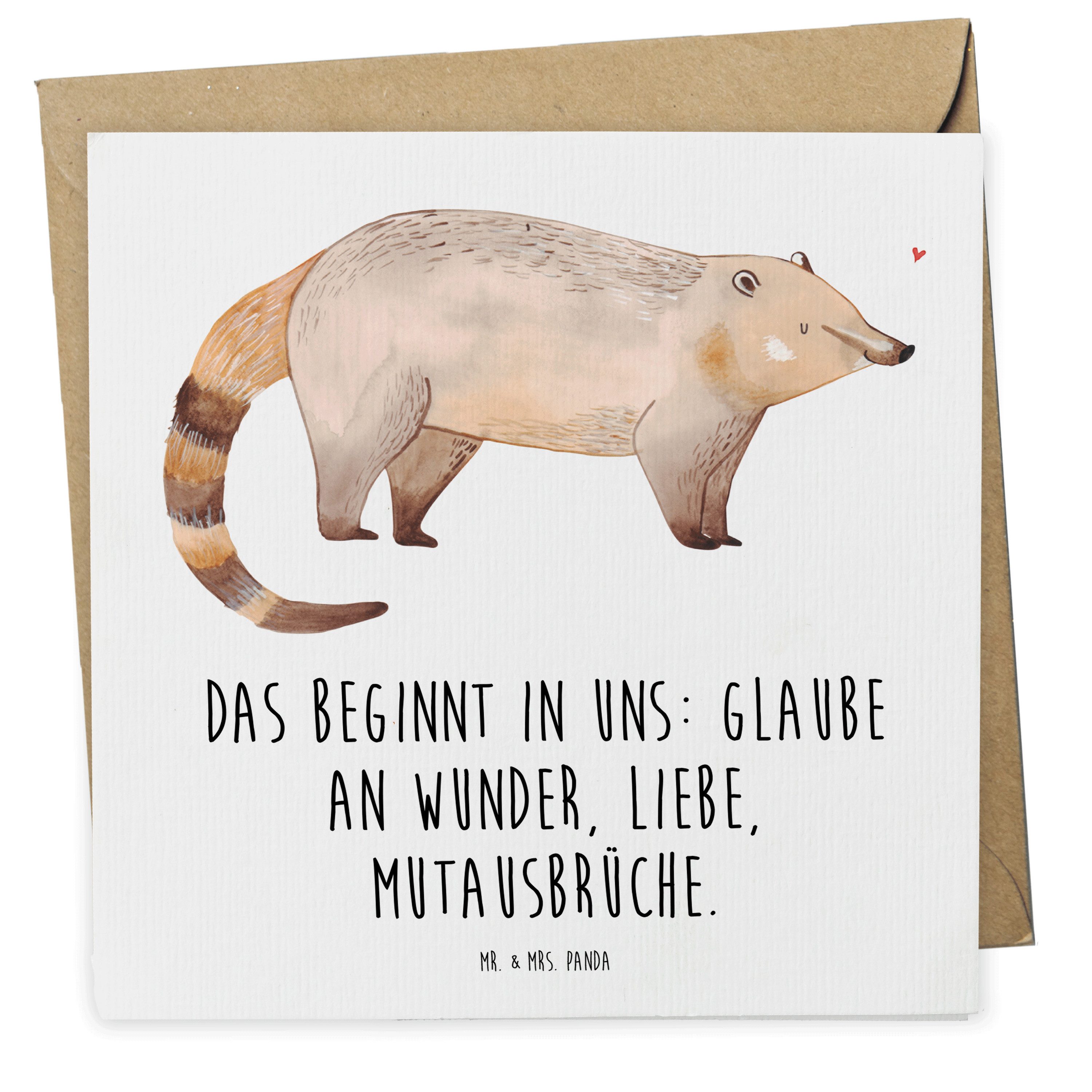 Mr. & Mrs. Panda Grußkarte Nasenbär Weiß Geschenk, lustige Sprüche
