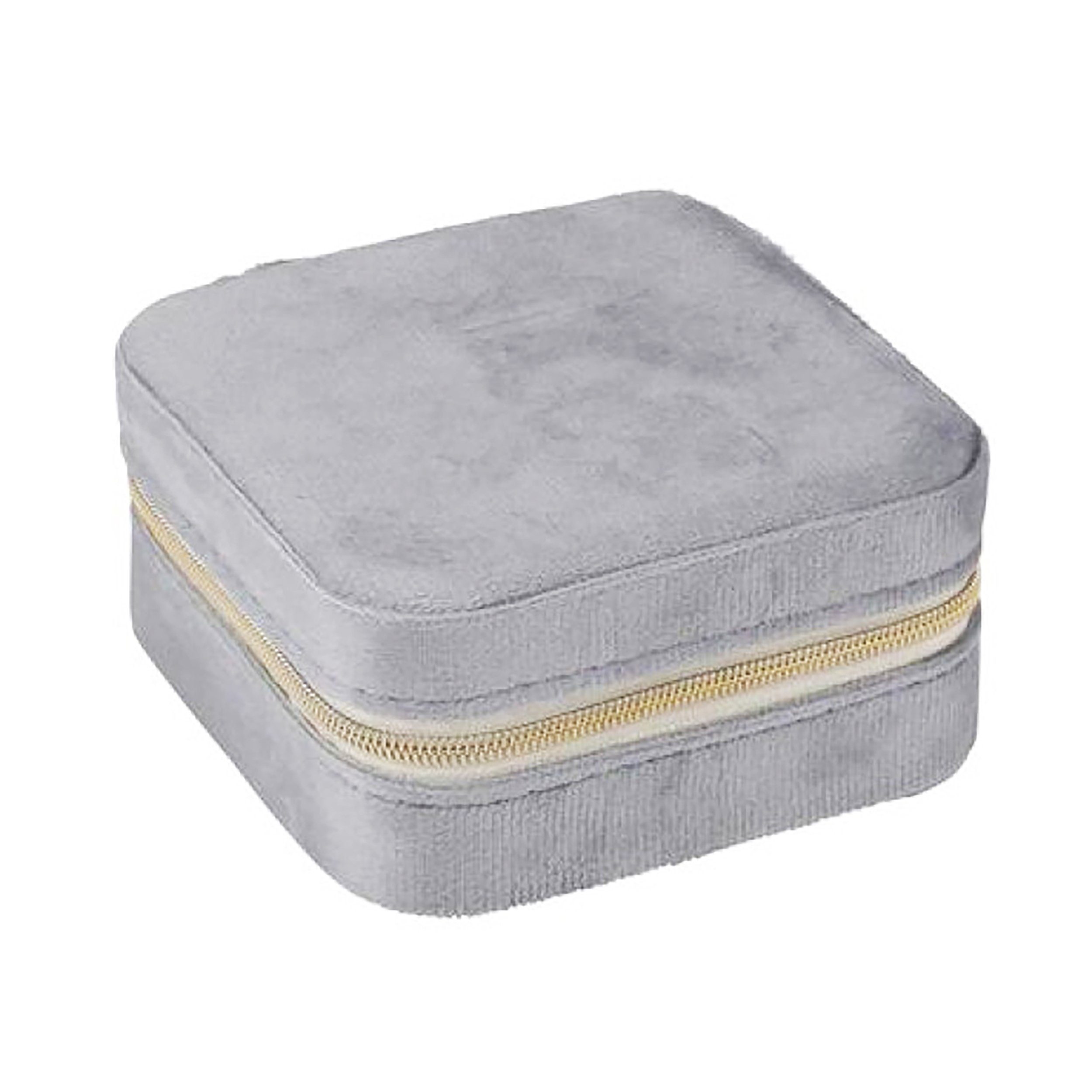 Touch of Beauty Schmuckkasten VELVET SCHMUCKBOX Schmuckkasten Schmuckkästchen 40 (Grau-Eckig), Organizer Schmuck für Ringe Ohrringe Halskette Etui Box
