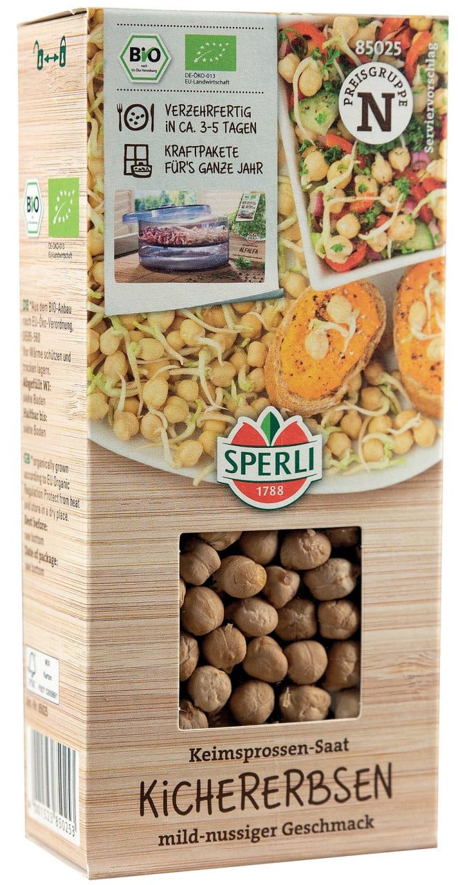 Sperli Kräutersamen Sperli BIO Keimsprossen-Saat Kichererbse, Bio
