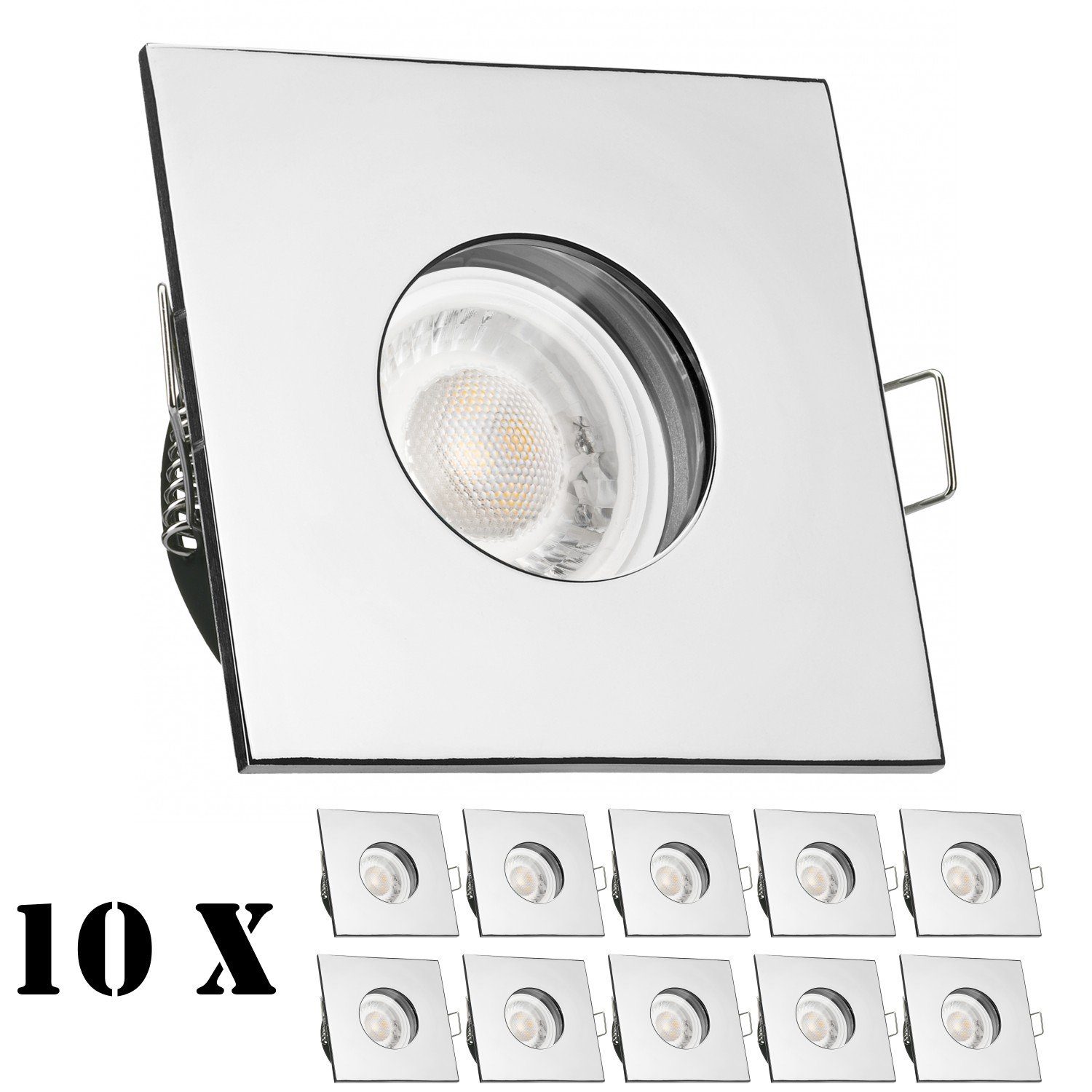 extra LEDANDO in Set Leuchtmit LED mit 10er Einbaustrahler 5W LED flach chrom Einbaustrahler IP65