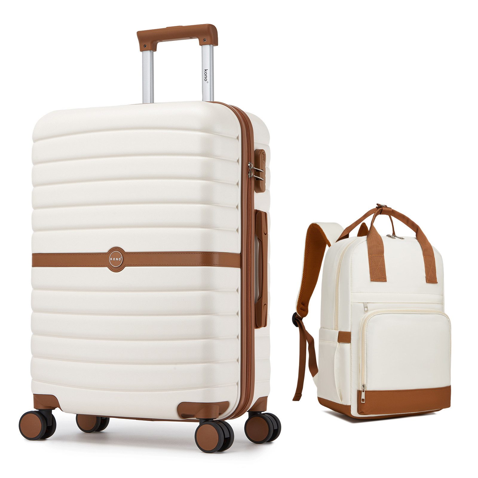 KONO Trolleyset ABS+PC Hartschalen-Trolley (55/66,5/76,5 cm) + Laptop-Rucksack (41 cm)