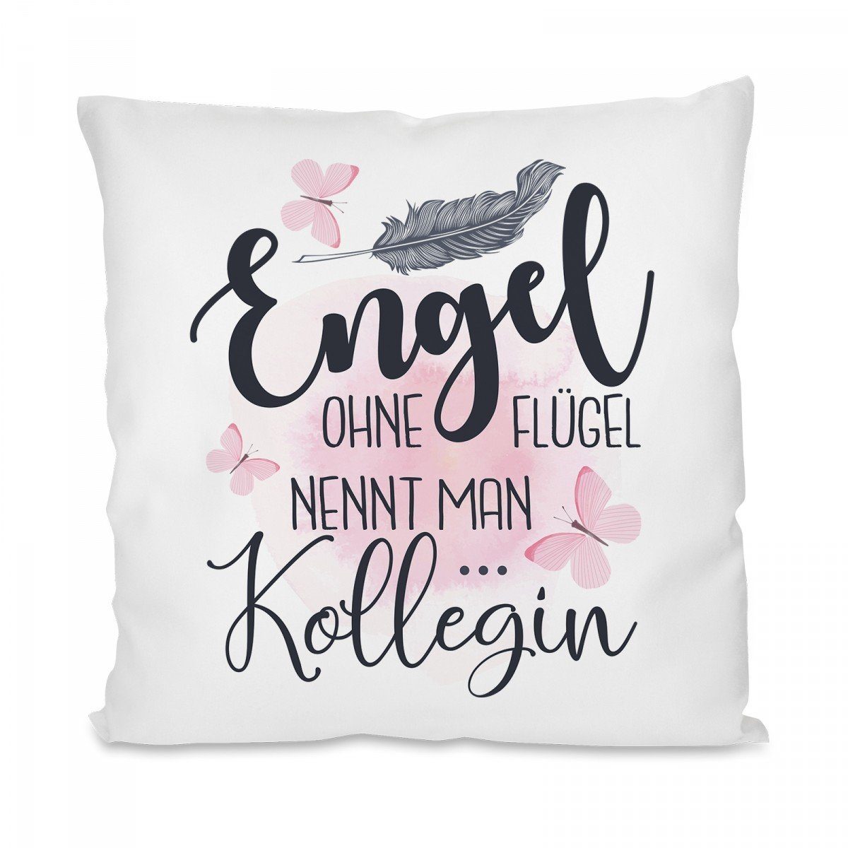Herzbotschaft Dekokissen Kissen mit einseitigem Motiv IEngel ohne Flügel nennt man Kollegin, Kissenhülle mit Füllung