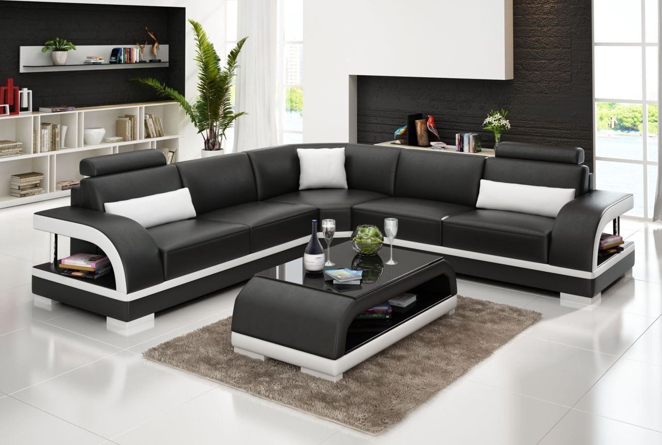 Schwarz Ecksofa, Form Couch Ecke JVmoebel Sitz L Designer Sofa Eckgarnitur Möbel Moderne Polster