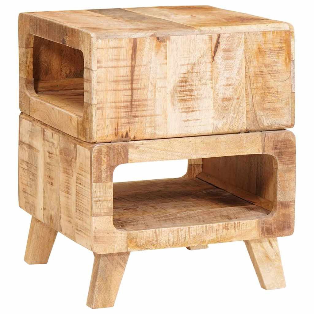 vidaXL Beistelltisch Beistelltisch mit Regal Braun 40 x 40 x 49 cm Massivholz (1-St)