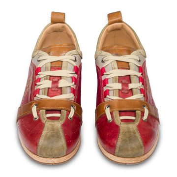 Kamo-Gutsu Herren Leder Sneaker, rot/beige (TIFO-017 kaki rosso) Sneaker Handgefertigt in Italien