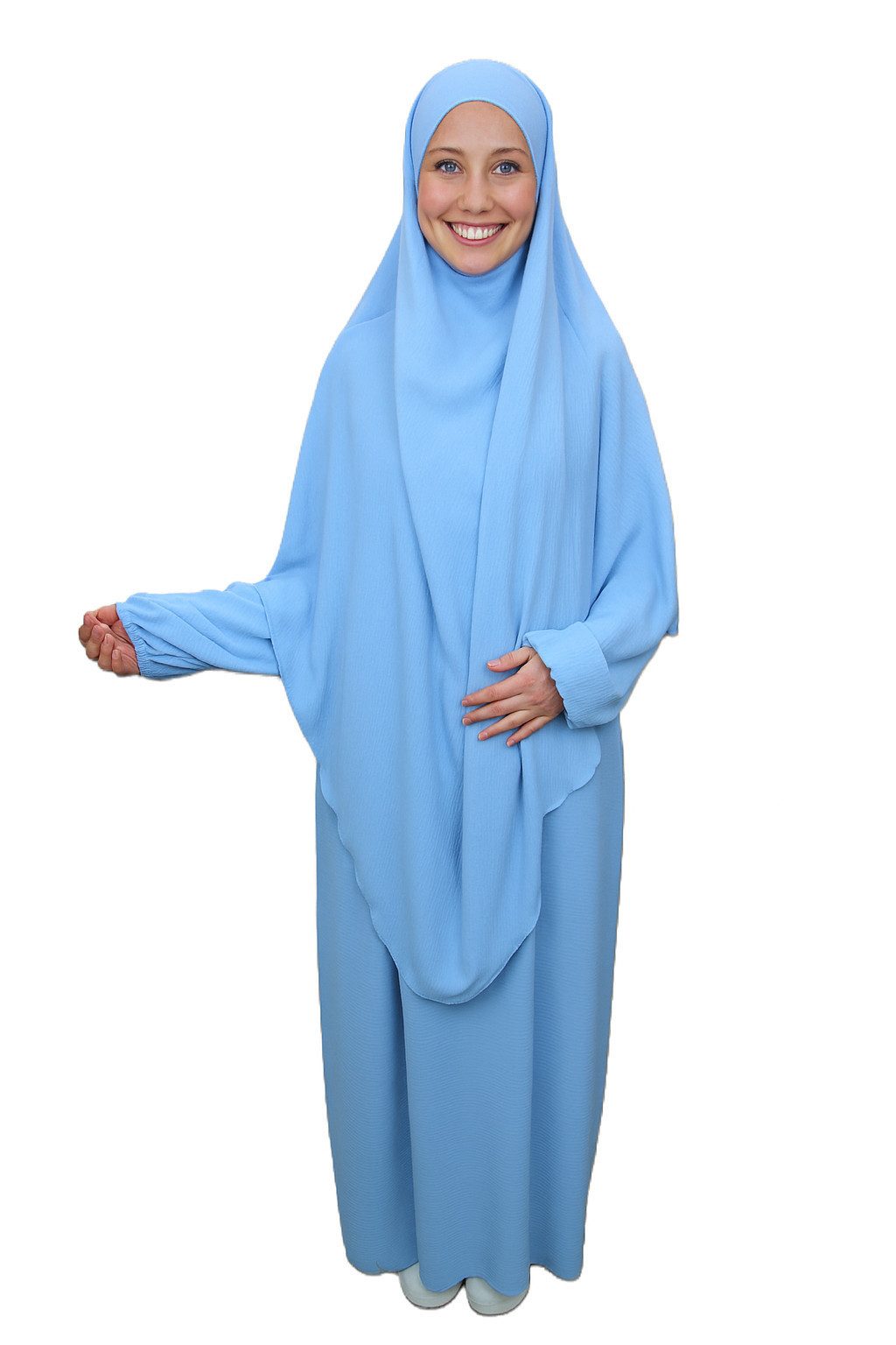 Aymasal Maxikleid Abaya Khimar Set in gleicher Farbe Kaftan Khumur Islam Modest Fashion Alltagsoutfit in gleicher Farbe, leichtes Gewicht