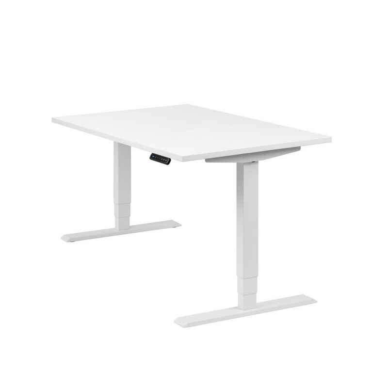 boho office® Schreibtisch Homedesk, Weiß elektrisch höhenverstellbar, Tischplatte Weiß 120 x 80 cm
