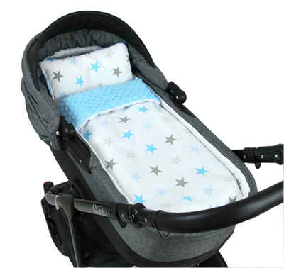 Kinderdecke BABYLUX Babydecke MINKY 2Set Kuscheldecke Decke 75 x 60cm Kinderwagen, BabyLux, MP94 - Blau + Sterne Blau