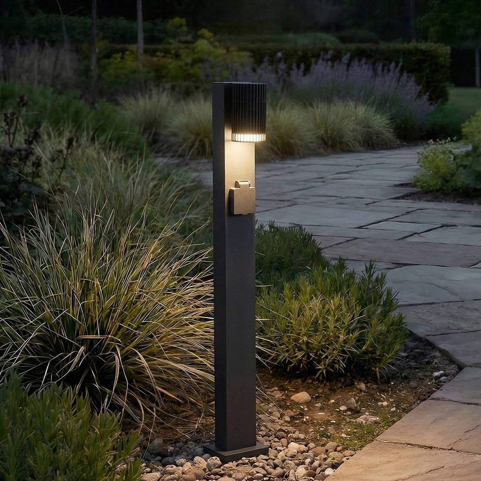 Lindby Außen-Stehlampe Enerio, Metall, Schwarz IP44, 1 x 10 W LED