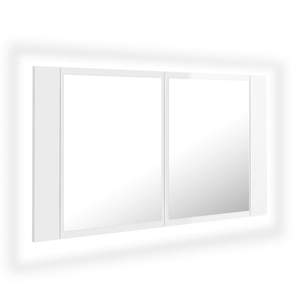 80x12x45 Acryl Badezimmerspiegelschrank Hochglanz-Weiß (1-St) cm LED-Bad-Spiegelschrank vidaXL