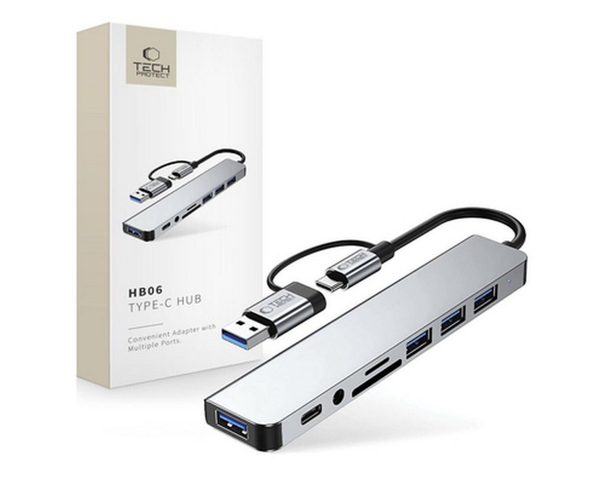 TECH PROTECT Tech Protect HB06 HUB Adapter 8in1 USB-C USB2.0 USB3.0SD TF USB-Adapter