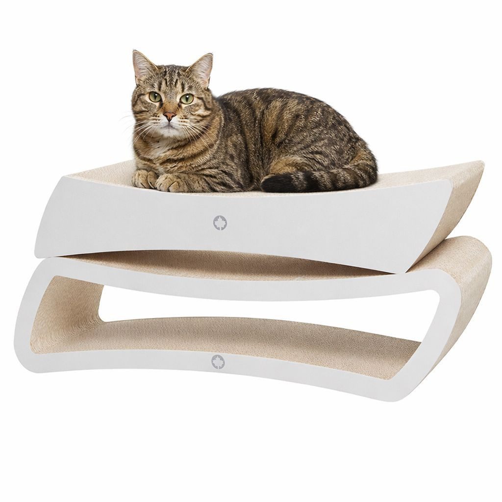 Canadian Cat Company Kratzbrett Set Eclipse & Pulsar für Katzen aus robuster Wellpappe, beidseitig nutzbare Kratzmöbel, Kratzfläche und Liegeplatz