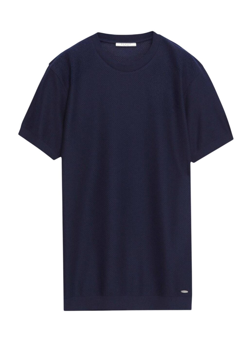 T-Shirt Marineblaues Jacquard T-Shirt aus 100% Baumwolle