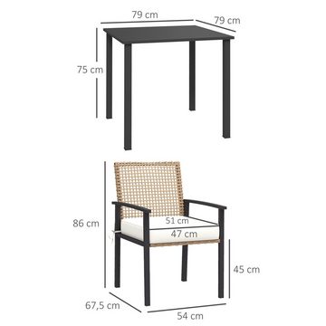 Outsunny Sitzgruppe Gartengarnitur mit 1 Tisch und 4 Stühle, (Rattan Essgruppe, 5-tlg., Balkonset), für Garten, Terrasse, Natur