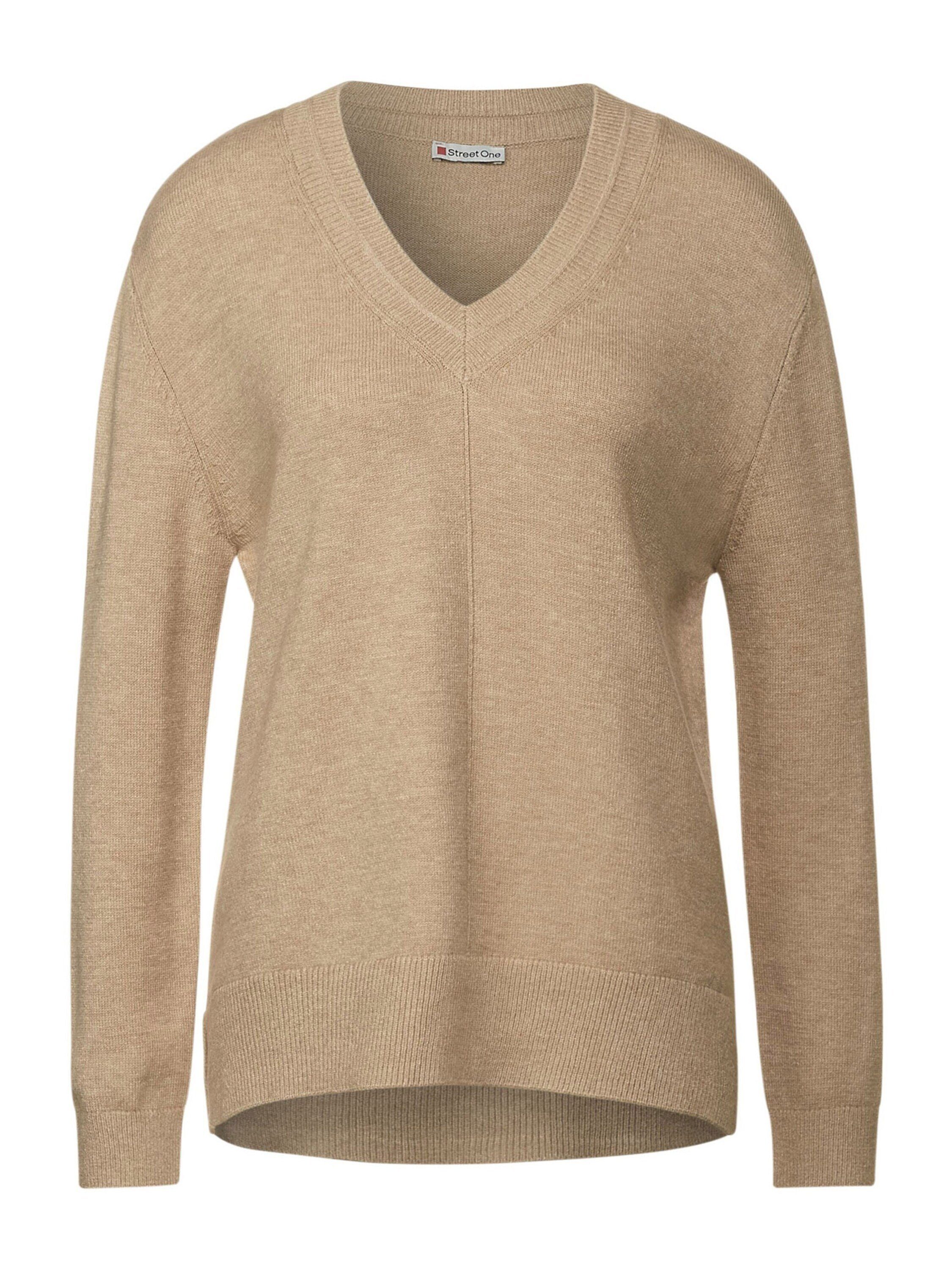 STREET ONE Strickpullover (1-tlg) Plain/ohne Details buff sand melange