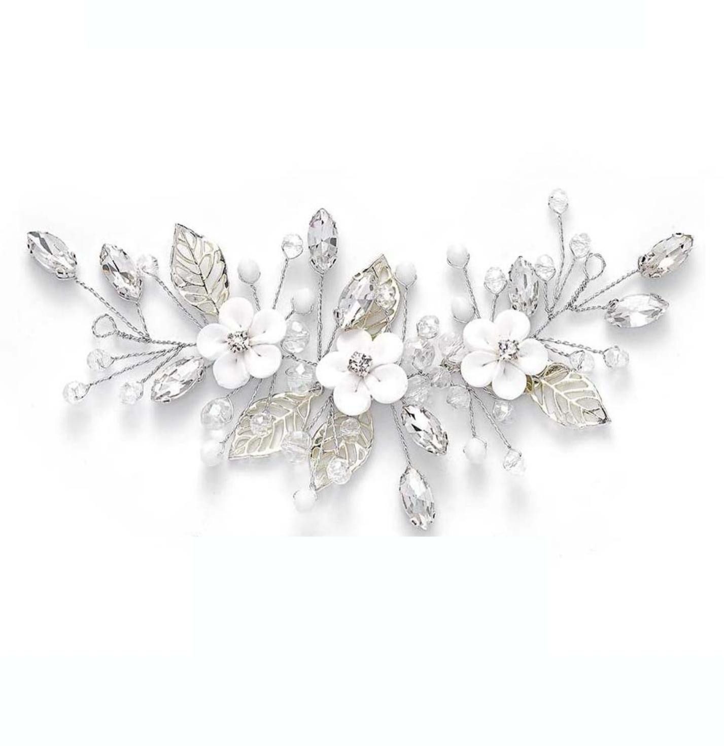 Coonoor Haarspange mit Strasssteinen, Blatt, Hochzeit, elegantes Brautschmuck