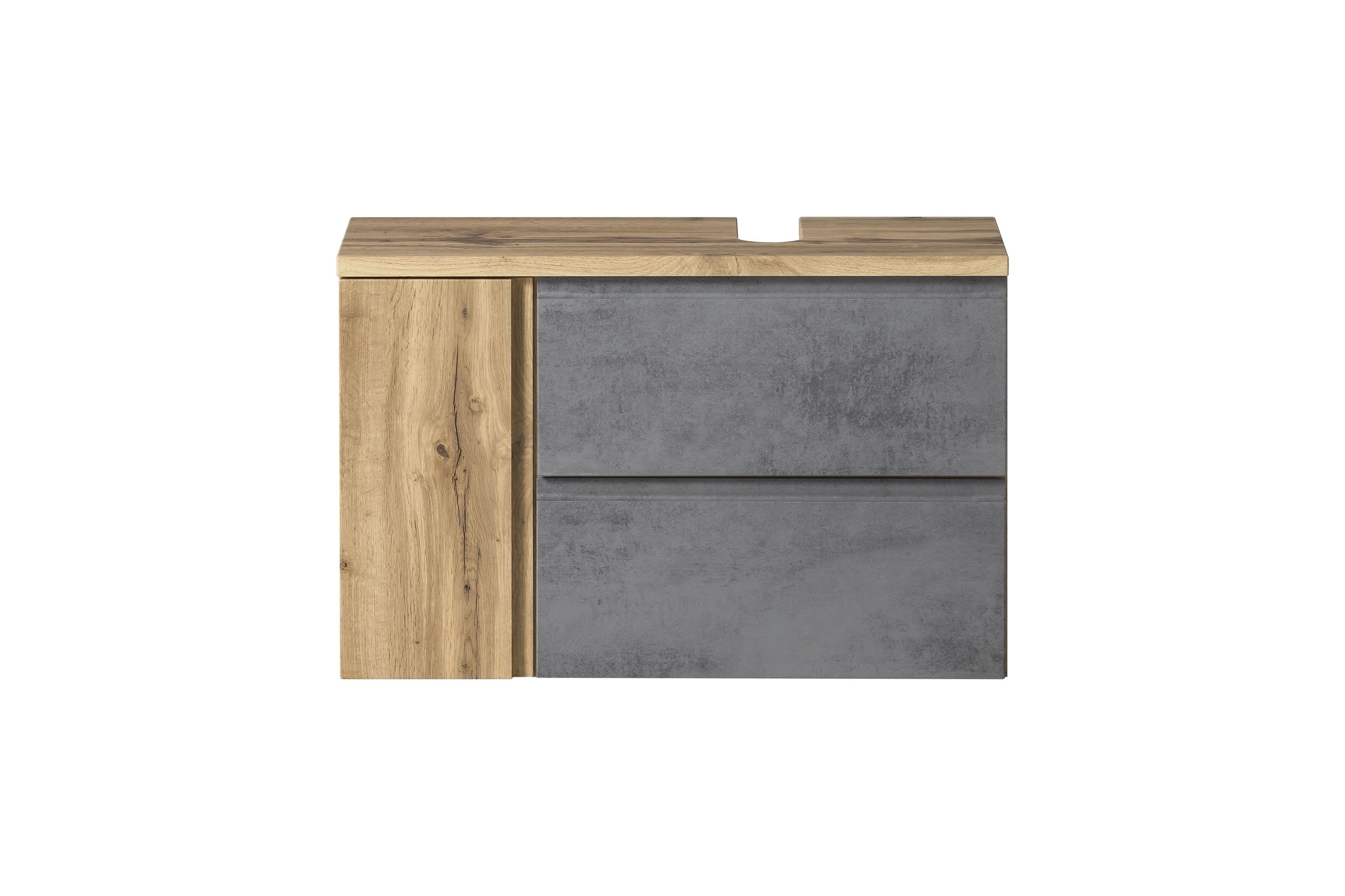 freiraum Waschbeckenunterschrank Paris in Betongrau, Wotaneiche, MDF - 85x54x35 (BxHxT)