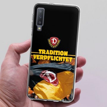 DeinDesign Handyhülle SG Dynamo Dresden Fanartikel SGD Tradition Verpflichtet Dynamo Dresden, Samsung Galaxy A7 Duos (2018) Silikon Hülle Bumper Case