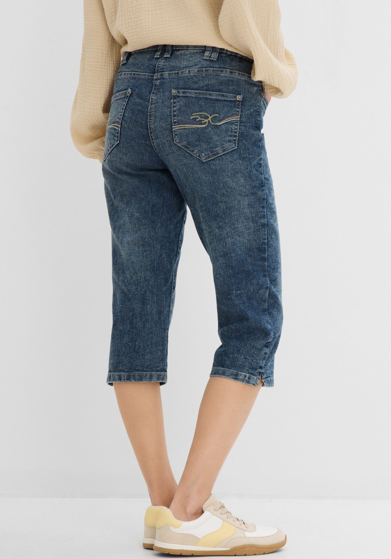 bonprix Caprijeans (1-tlg) figurformende Passform, Regular Fit, mit Komfort-Stretch