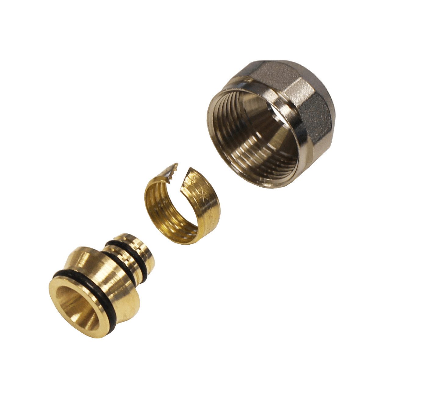 ganz24 Fußbodenheizung Verschraubung Eurokonus 3/4" x 16 x 2.0 Klemmring, (Klemmringverschraubungen 16 x 2mm - 3/4), Messing vernickelt