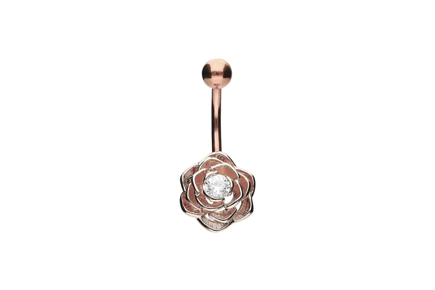 PIERCINGLINE Bauchnabelpiercing Chirurgenstahl Bananabell mit Brass-Design BLUME (Bananabells, 1-tlg)